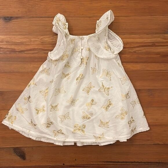 Rachel Zoe Butterfly Dress Girls Size 3T White Gold Flutter Sleeve - Picture 3 of 9